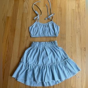 Forever 21-Blue and White Gingham Two Piece Set-Size XS